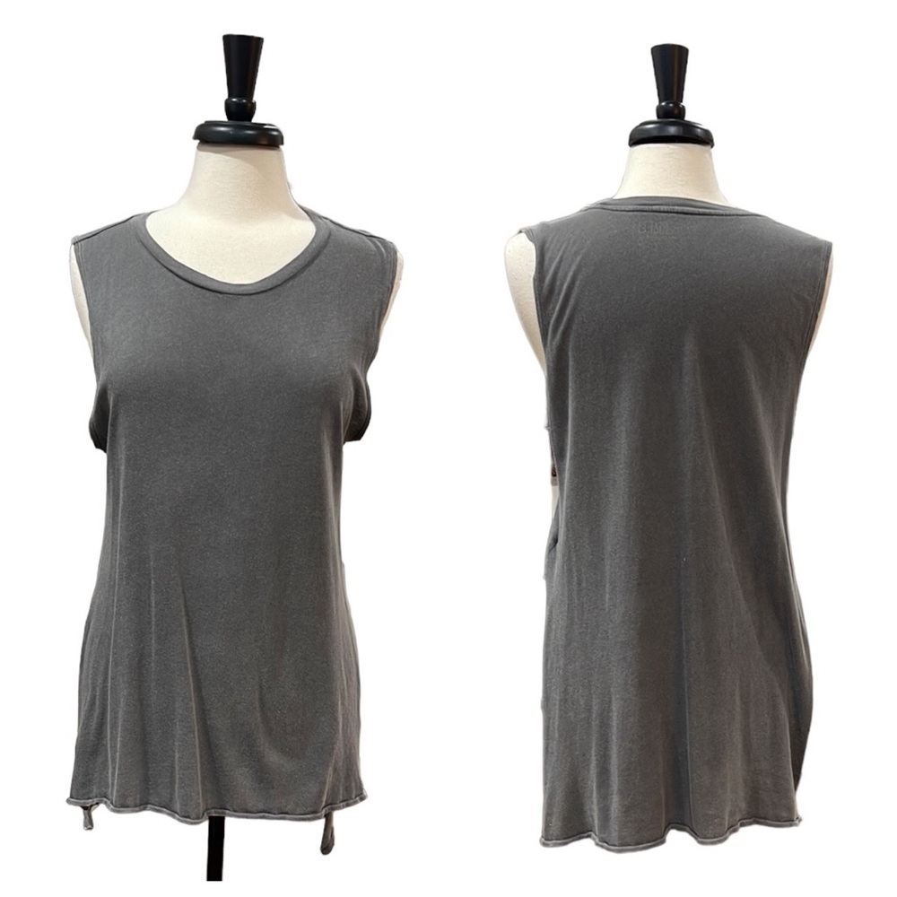 Amuse Society Vintage Wash High Low Tank Top SZ S Grey